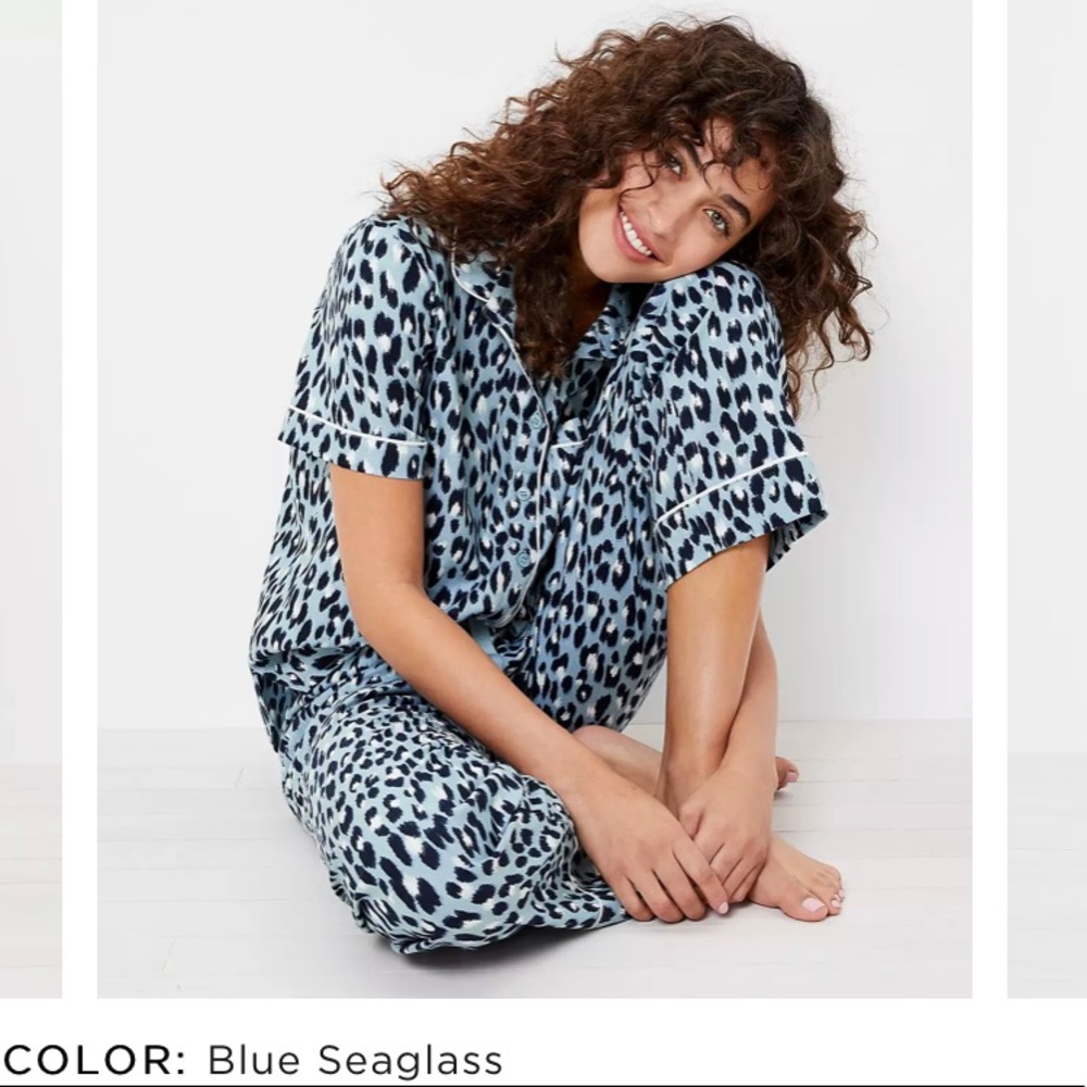 Loft blue cheetah print pj top